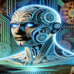 The image features a glowing digital face with traditional Māori moko (tattoo) patterns.