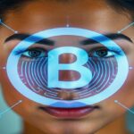 copyright symbol, facial recognition and one a light brown skinned face