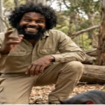 First Nations man in the forest in Australia.